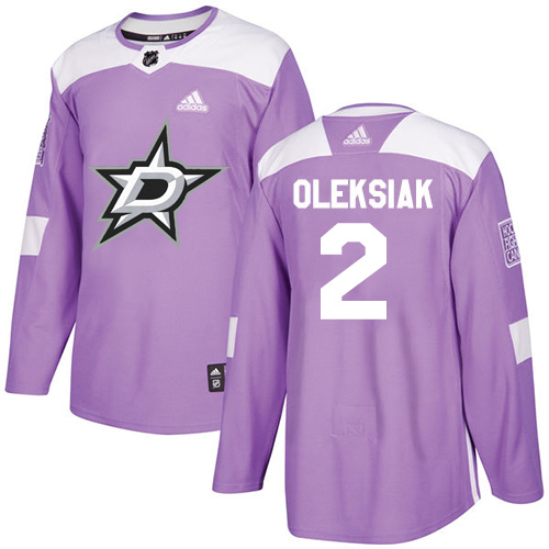 Adidas Men Dallas Stars #2 Jamie Oleksiak Purple Authentic Fights Cancer Stitched NHL Jersey